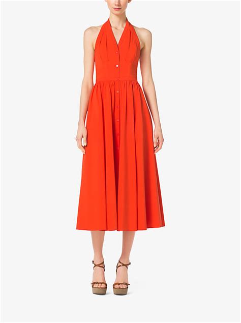 michael kors stretch cotton poplin halter dress|Stretch Cotton Poplin Halter Dress .